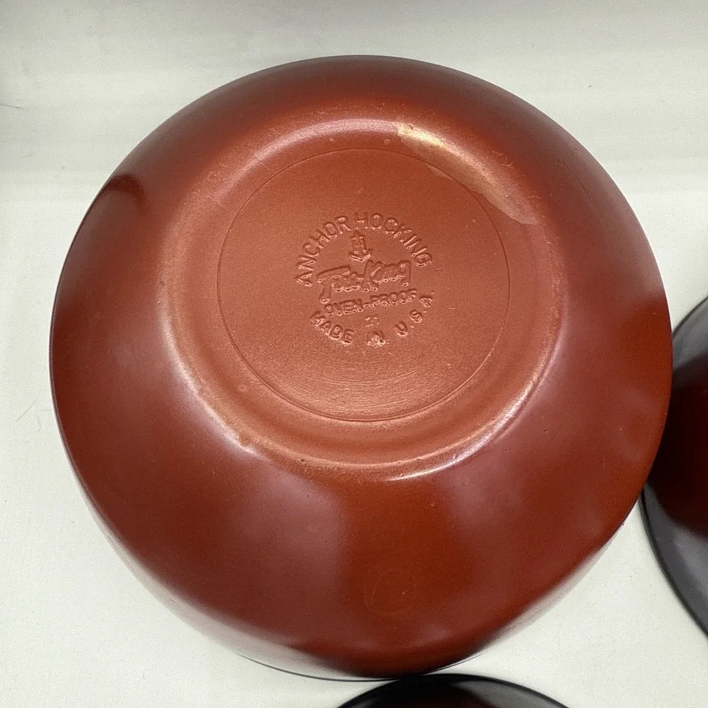 Vintage Fire King Anchor Hocking Brown Ombre` Four  Mixing Bowl Set 5, 6, 7,  8